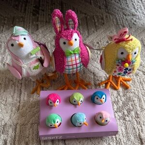 Spritz Vibrant Bird Toy Set with Pink, Yellow, and Green
